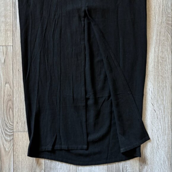 VICI Ruched Black Linen-Like Halter Maxi Dress Womens Large Formal Wedding Guest - Picture 14 of 16